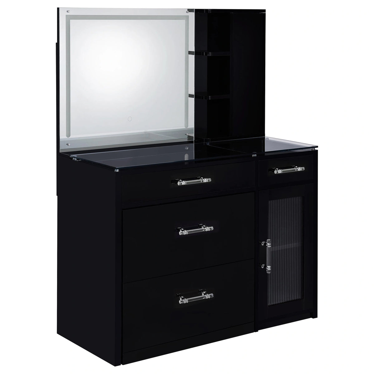 Flora Makeup Vanity Table with LED Mirror and Stool Set