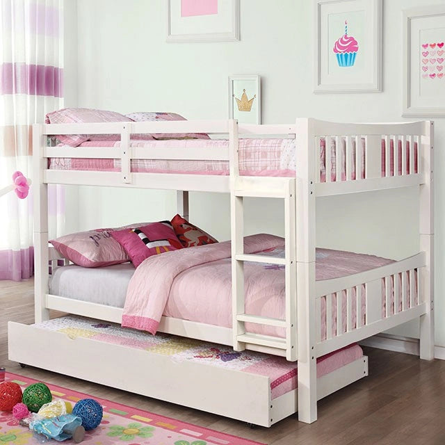 Cameron Dark Walnut, White & Gray Full/Full Bunk Bed