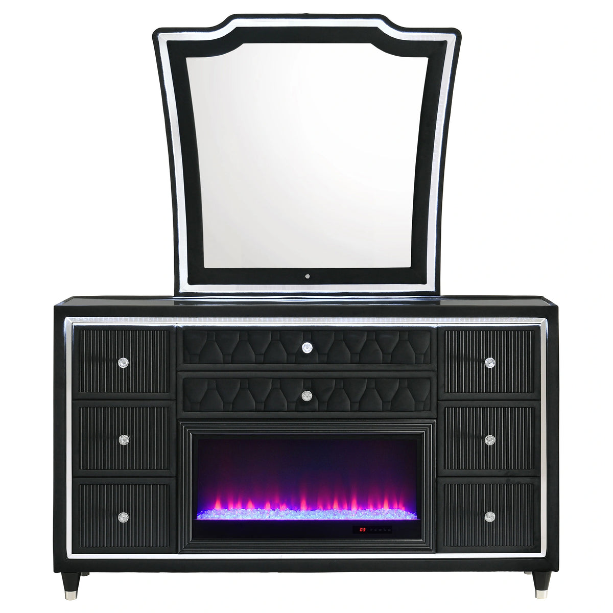 Lorient LED Flame Box Dresser with Mirror
