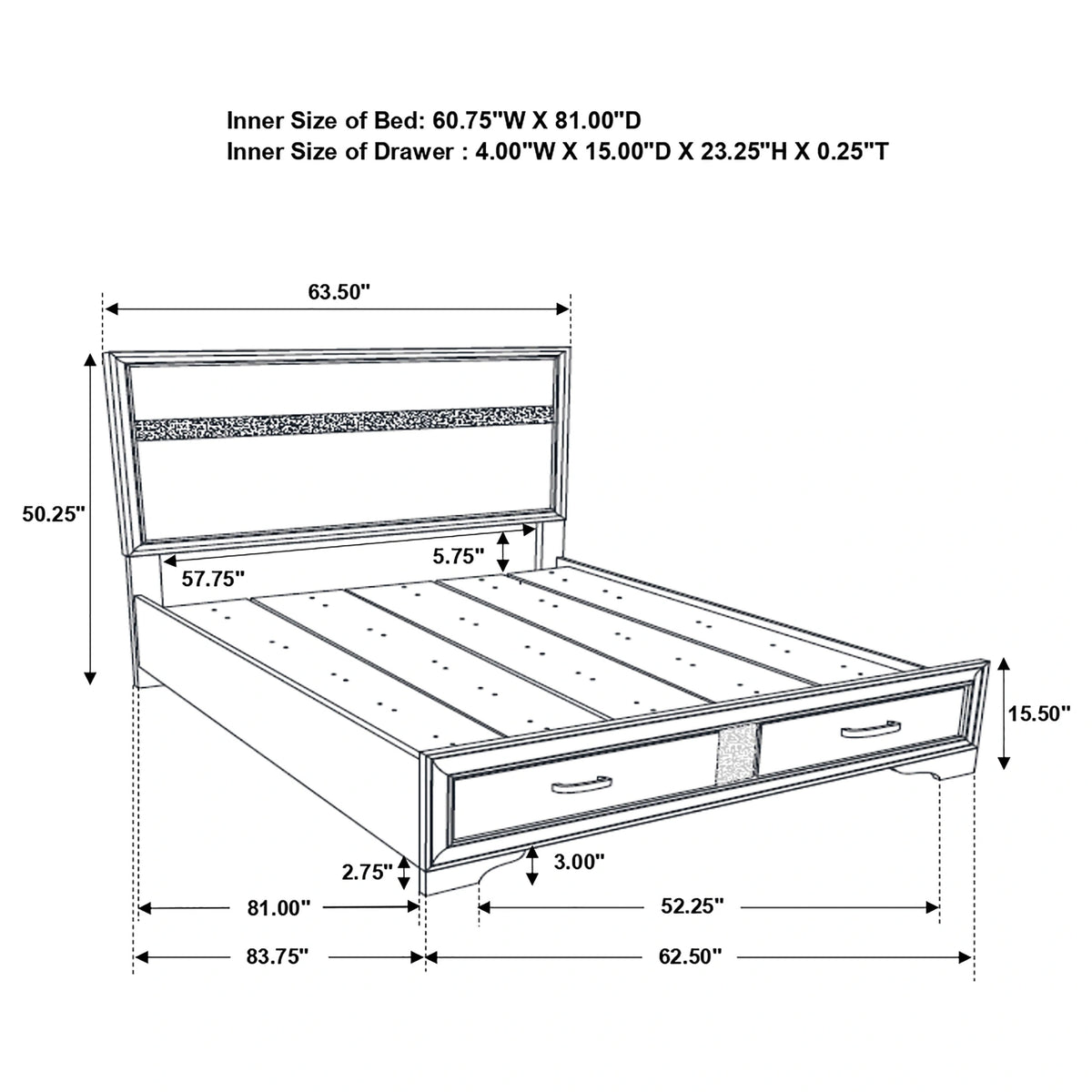 Miranda Panel Platform Storage Bed