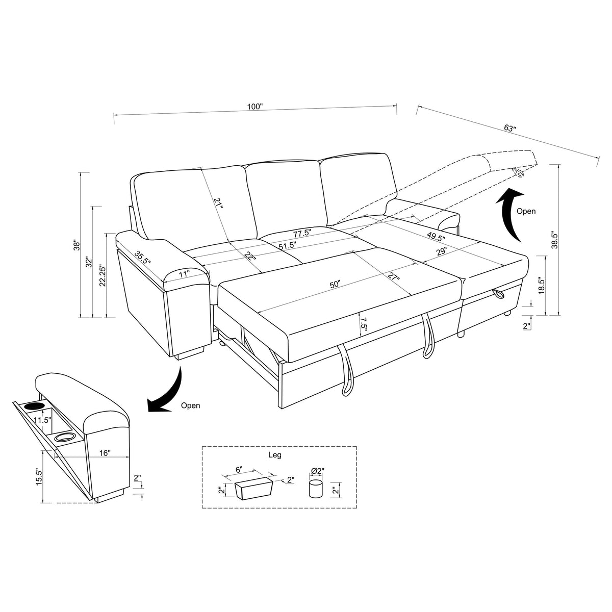 Demko Sleeper Sectional Sofa