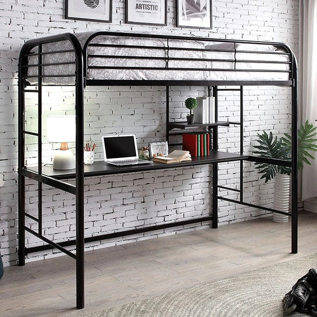 Opal Iii Black & Silver Twin Loft Bed