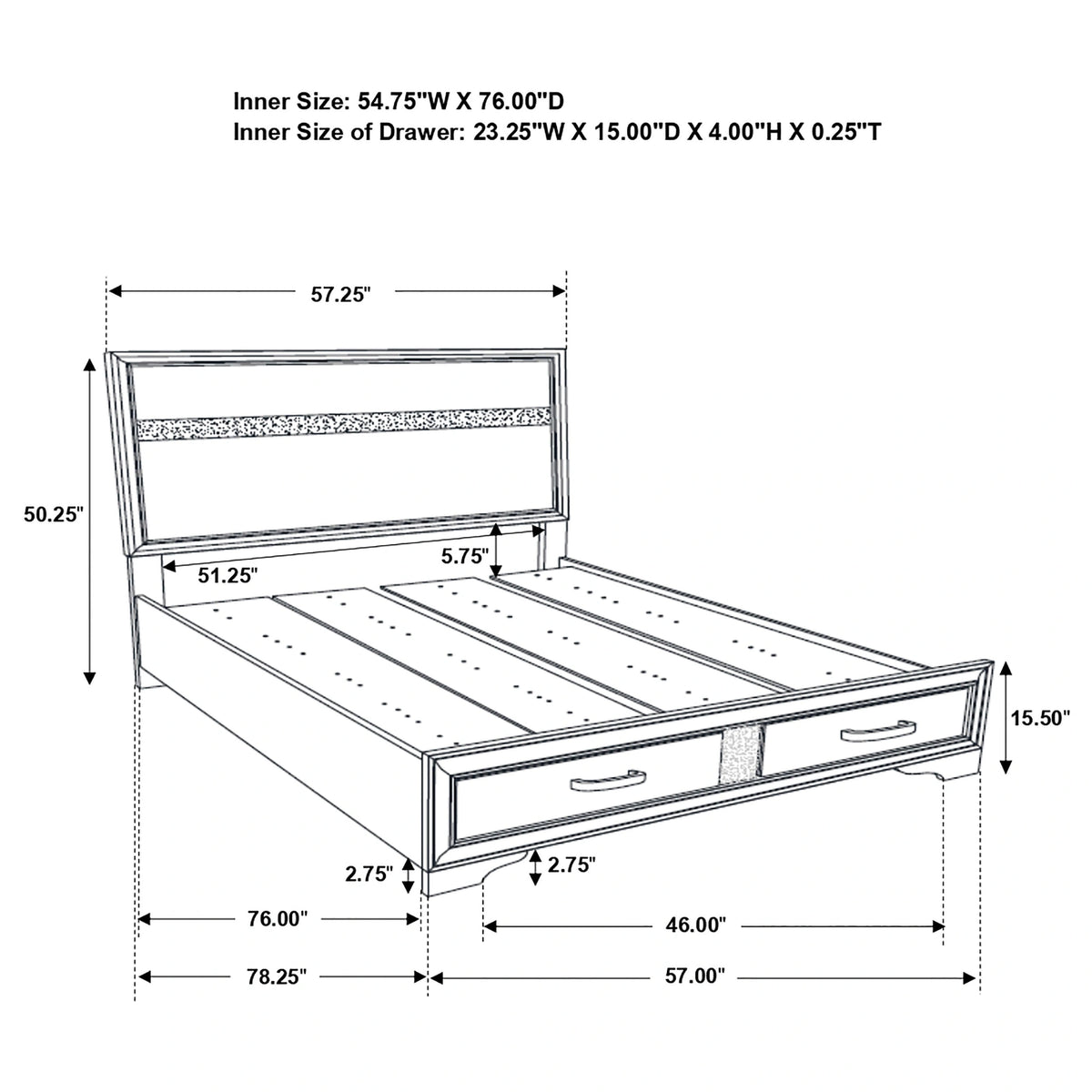 Miranda Panel Platform Storage Bed
