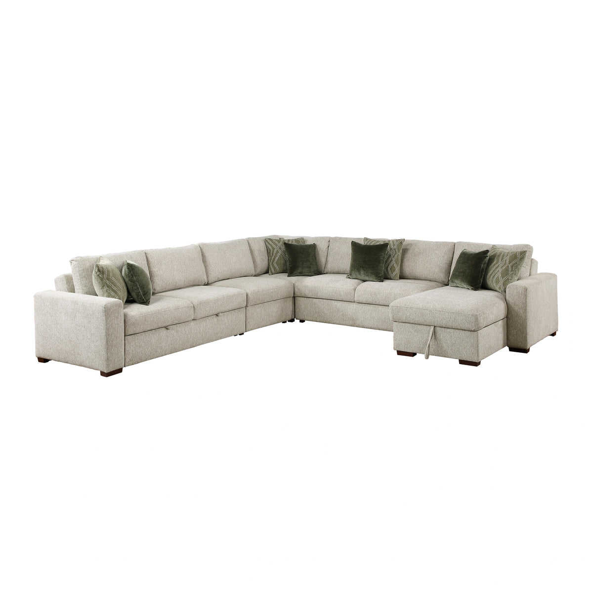Isla-(6)5-Piece Sectional with Reversible Chaise and Pull-out Bed image