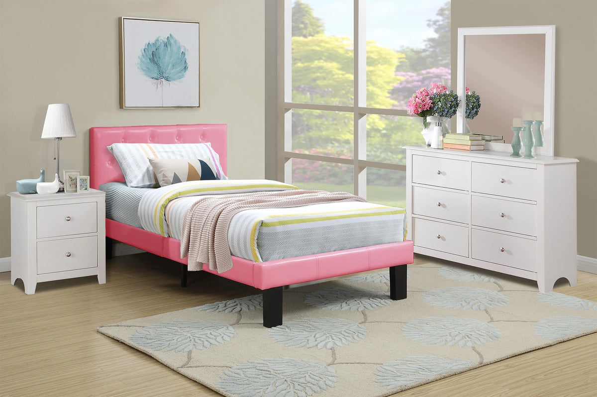 Chyuan Twin Bed in Pink / Espresso