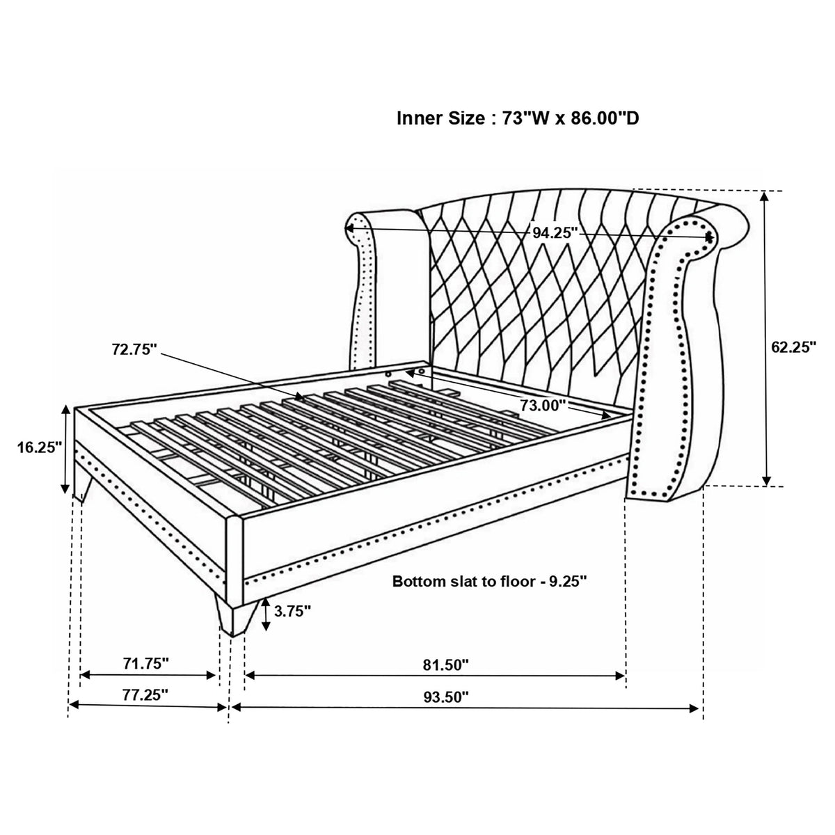 Barzini Wingback Platform Bed