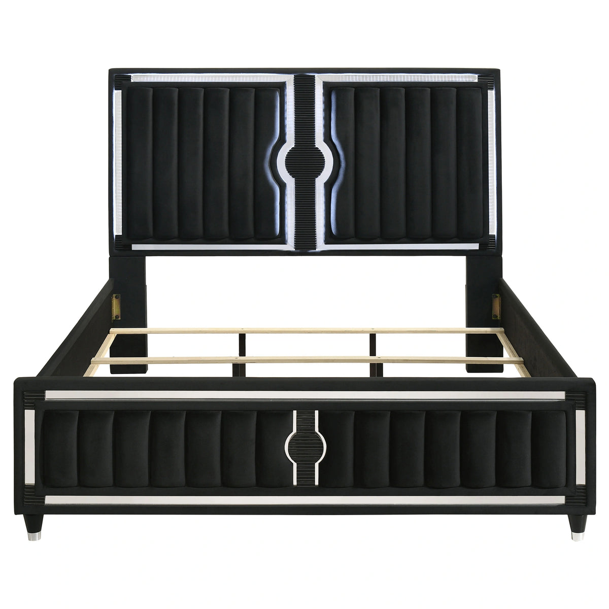 Ravenne Velvet Upholstered LED Panel Bed