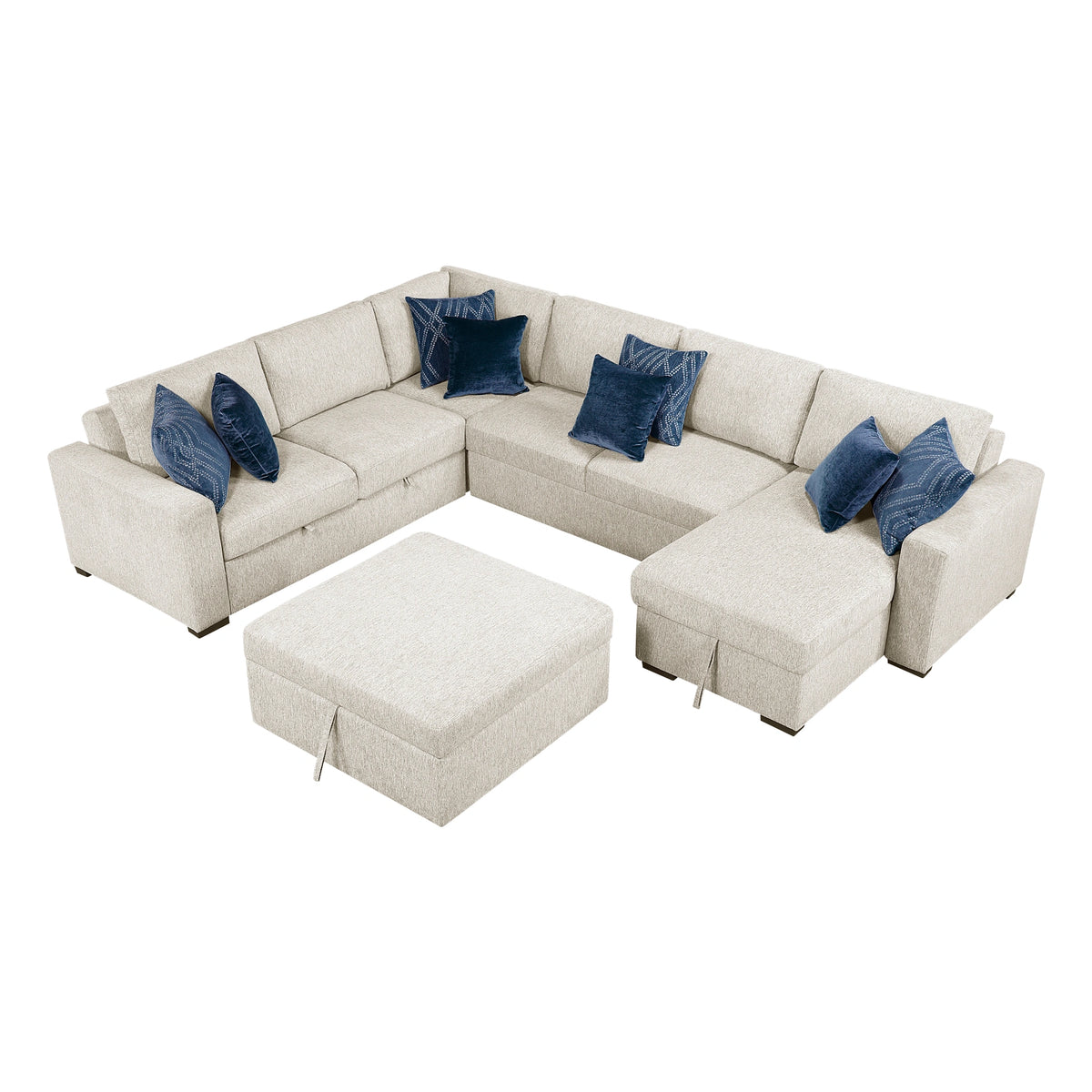 Isla-(6)5-Piece Sectional with Reversible Chaise, Pull-out Bed, Hidden Storage and Ottoman image