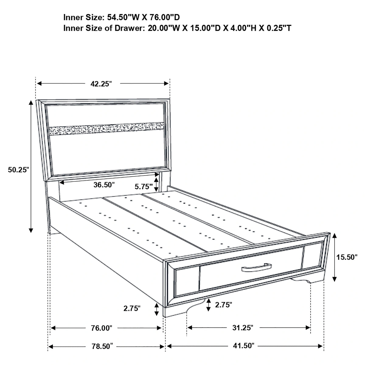 Miranda Panel Platform Storage Bed
