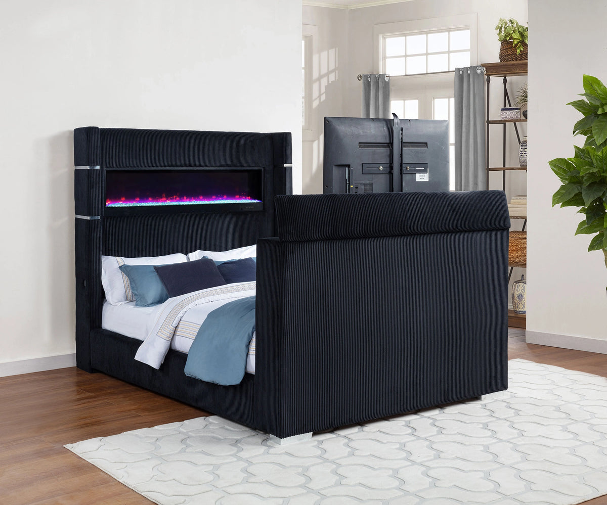 Tisdall Wingback TV Bed with Flame Visualizer