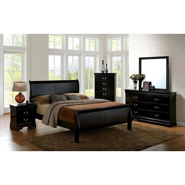 Louis Philippe Full, Twin, Full, & King Bed Black, Grey, Brown & White