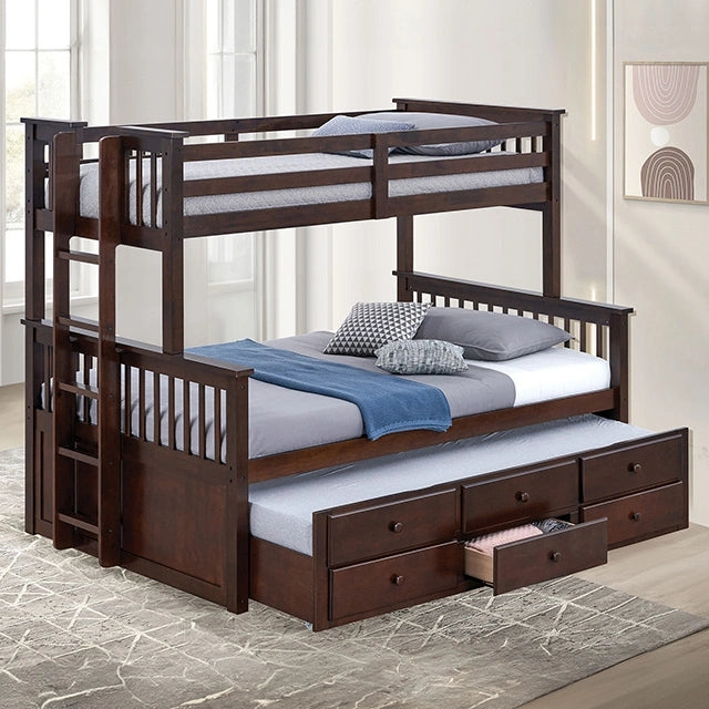 University Twin/Full Bunk Bed Grey, Walnut, & White