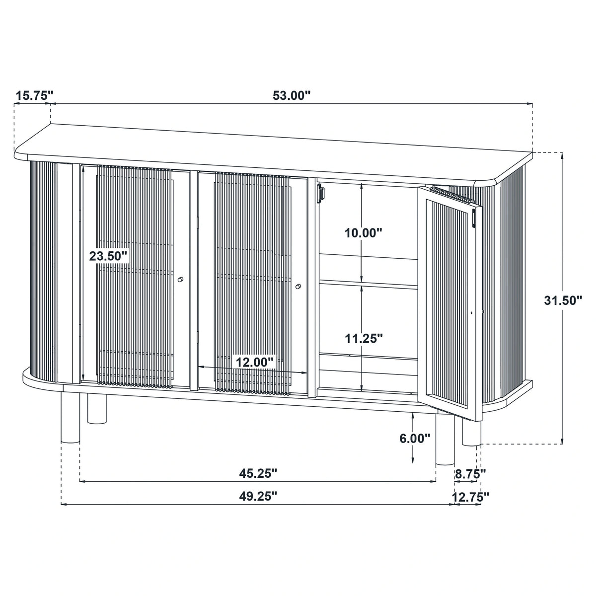 Ervine 3-Door Rope Panel Accent Cabinet