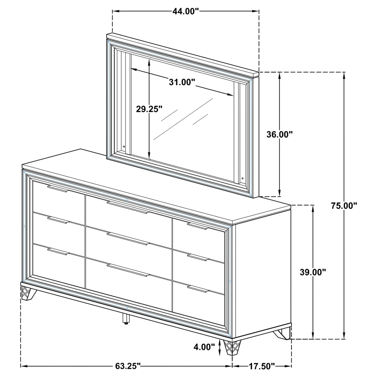 Marmore Dresser with Mirror