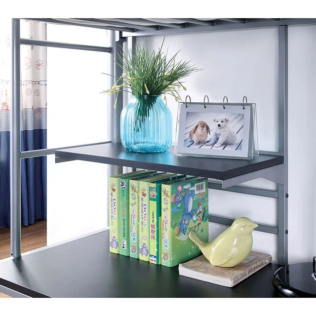 Opal Iii Black & Silver Twin Loft Bed