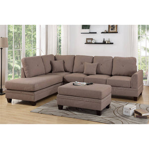 POU6973- 3-Pcs Sectional Sofa with Ottoman (Other Colors)