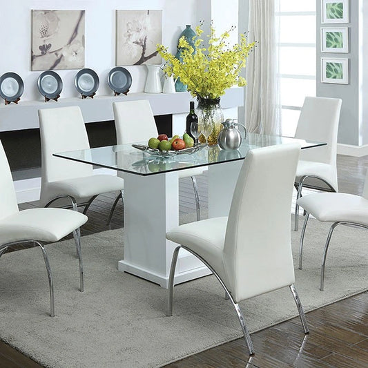 Eva White/Clear Dining Table