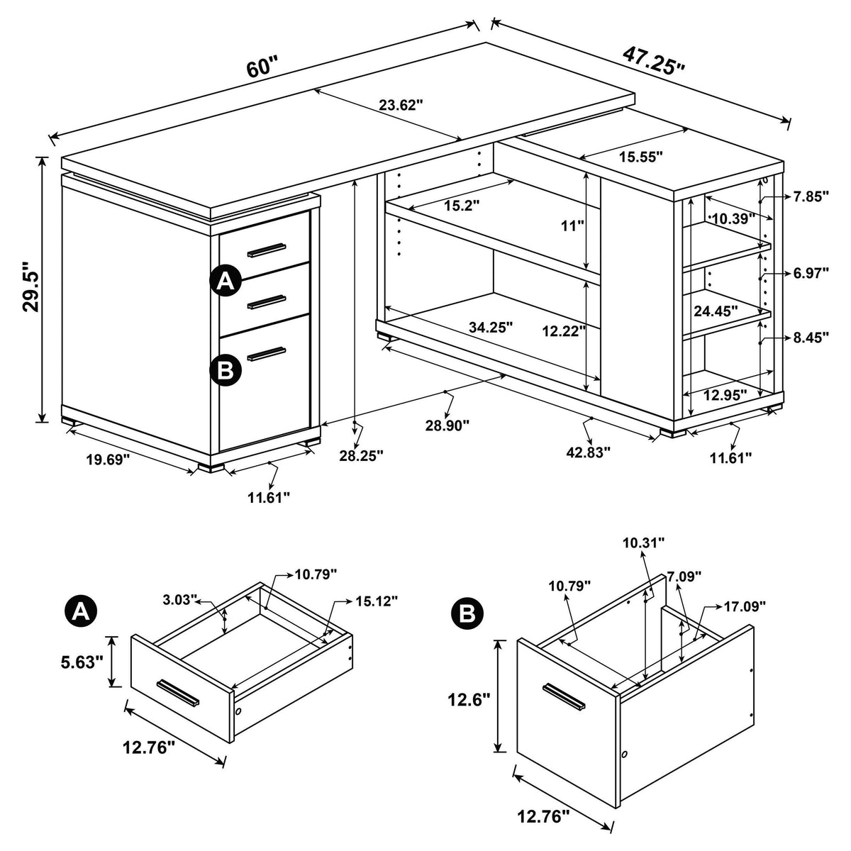 Yvette L-Shape Desk