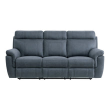 Load image into Gallery viewer, 9301BUE-3 - Double Reclining Sofa with Center Drop-Down Cup Holders