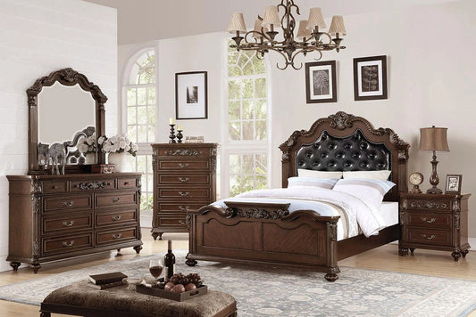 Viethn Cal. King Bed/Upholstered/Dark Walnut in Antique Cherry