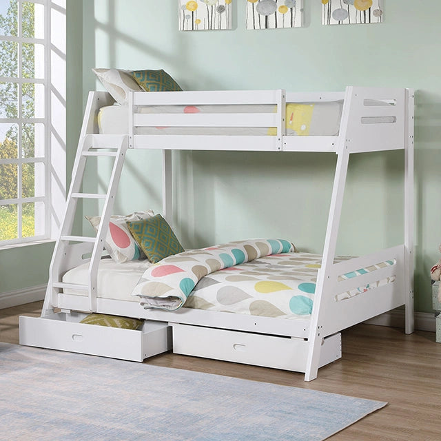Emilee Twin/Full Bunk Bed White, Grey, Espresso, & Black