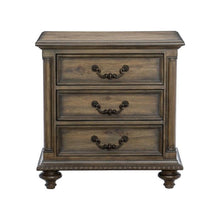 Cargar imagen en el visor de la galería, Rachelle 3 Drawer Nightstand in Weathered Pecan 1693-4