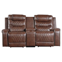 Cargar imagen en el visor de la galería, Putnam Power Double Reclining Loveseat in Brown 9405BR-2PW