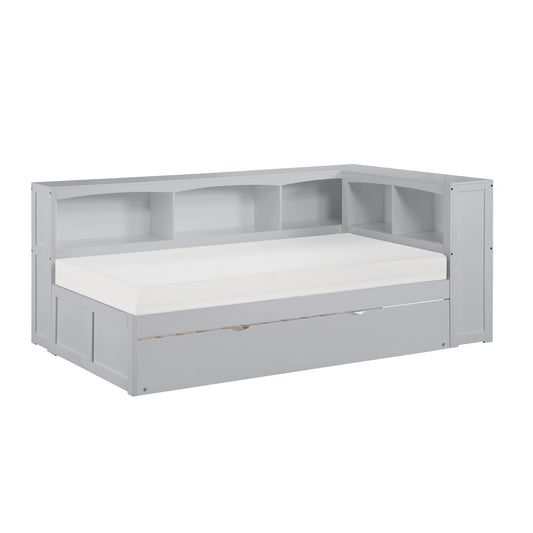 Orion-(4) Twin Bookcase Corner Platform Bed with Twin Trundle image