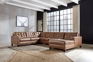 ASH11102 - 4 Piece Leather Sectional with Chaise