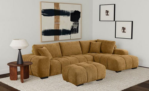 COA503985 - Upholstered Chaise Sectional  with Ottoman Set Amber