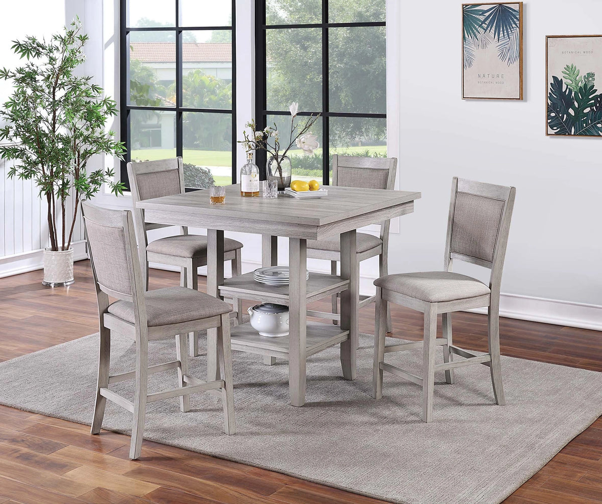 Tamich 5-Pcs Counter Height Dining Set in Rustic Grey