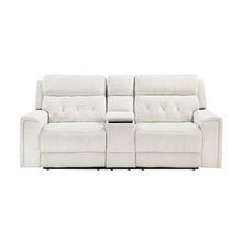 Cargar imagen en el visor de la galería, Celeste-Power Double Reclining Love Seat with Center Console, Power Headrests, Hidden Arms Cup Holders, Charging Ports and Wireless Charger image