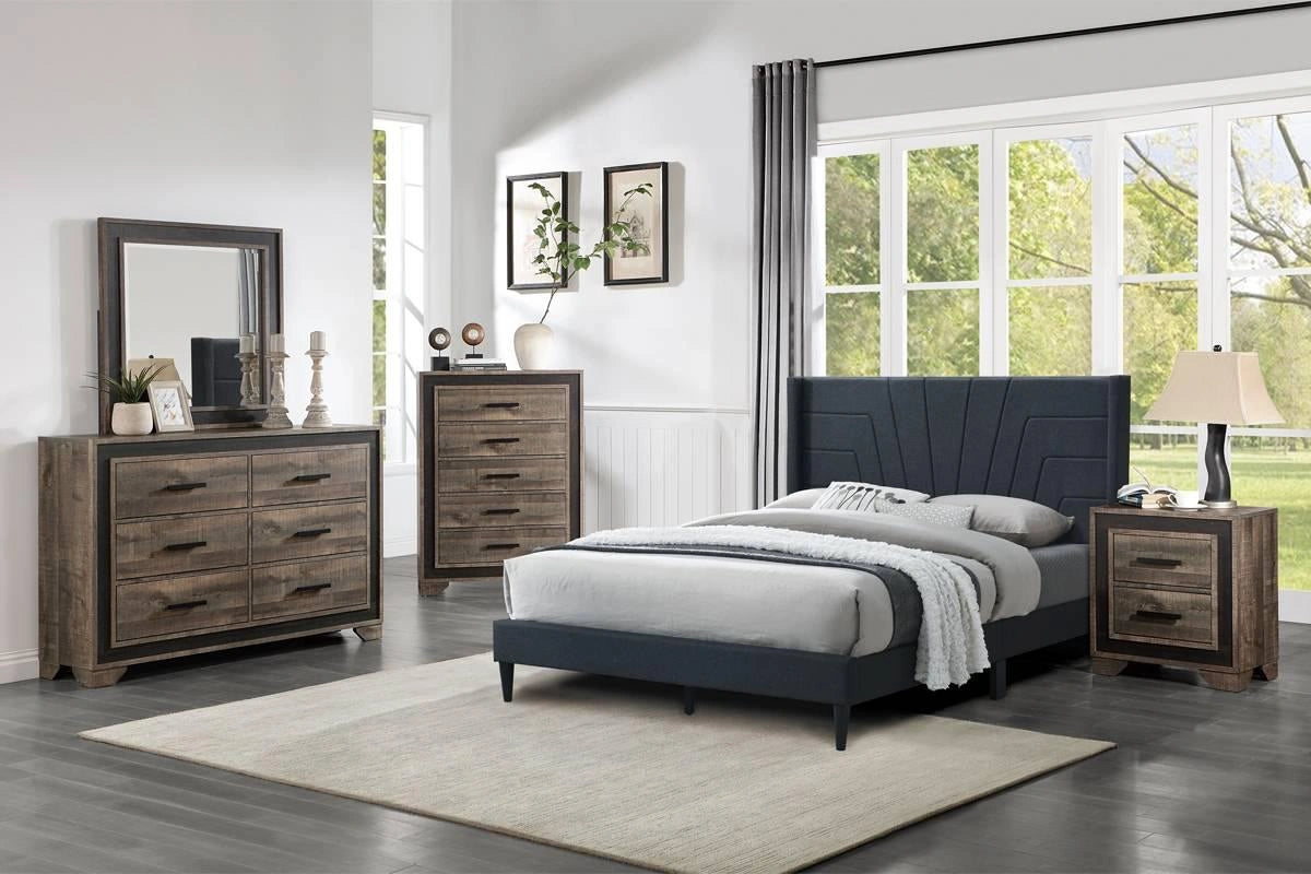 Liihcc Queen Bed in Charcoal Burlap