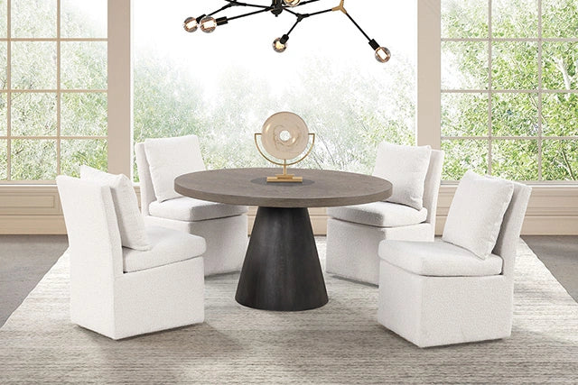 Broager 5 Pc Dining Set (White Swivel Chairs)