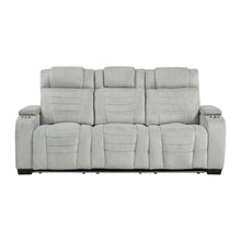 Load image into Gallery viewer, Ronan-Double Reclining Sofa with Center Drop-Down Cup Holders, Storage Arms, Cup Holders, Reading Lights, Magazine Bag, Receptacles, Charging Ports and LED image