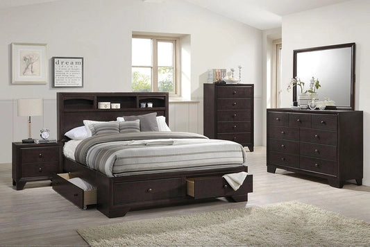 Liihfd E. King Bed/Dark Walnut in Dark Merlot