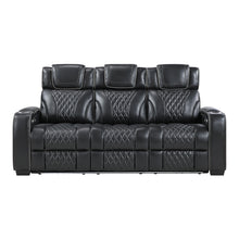Cargar imagen en el visor de la galería, Apex-Power Double Reclining Sofa with Center Drop-Down Cup Holders, Power Headrests, Storage Arms with Cup holders, Reading Lights, Wireless Charger, Air Massage and Heat, LED Lighting and Charging Ports image