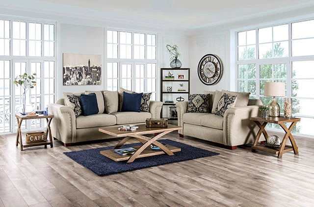 BELSIZE Loveseat Grey, Beige, & Choclate