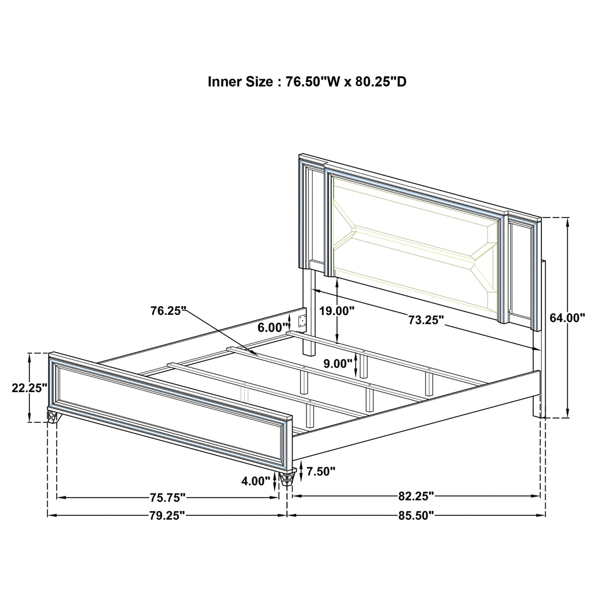 Marmore Panel Bed with LED Lighting