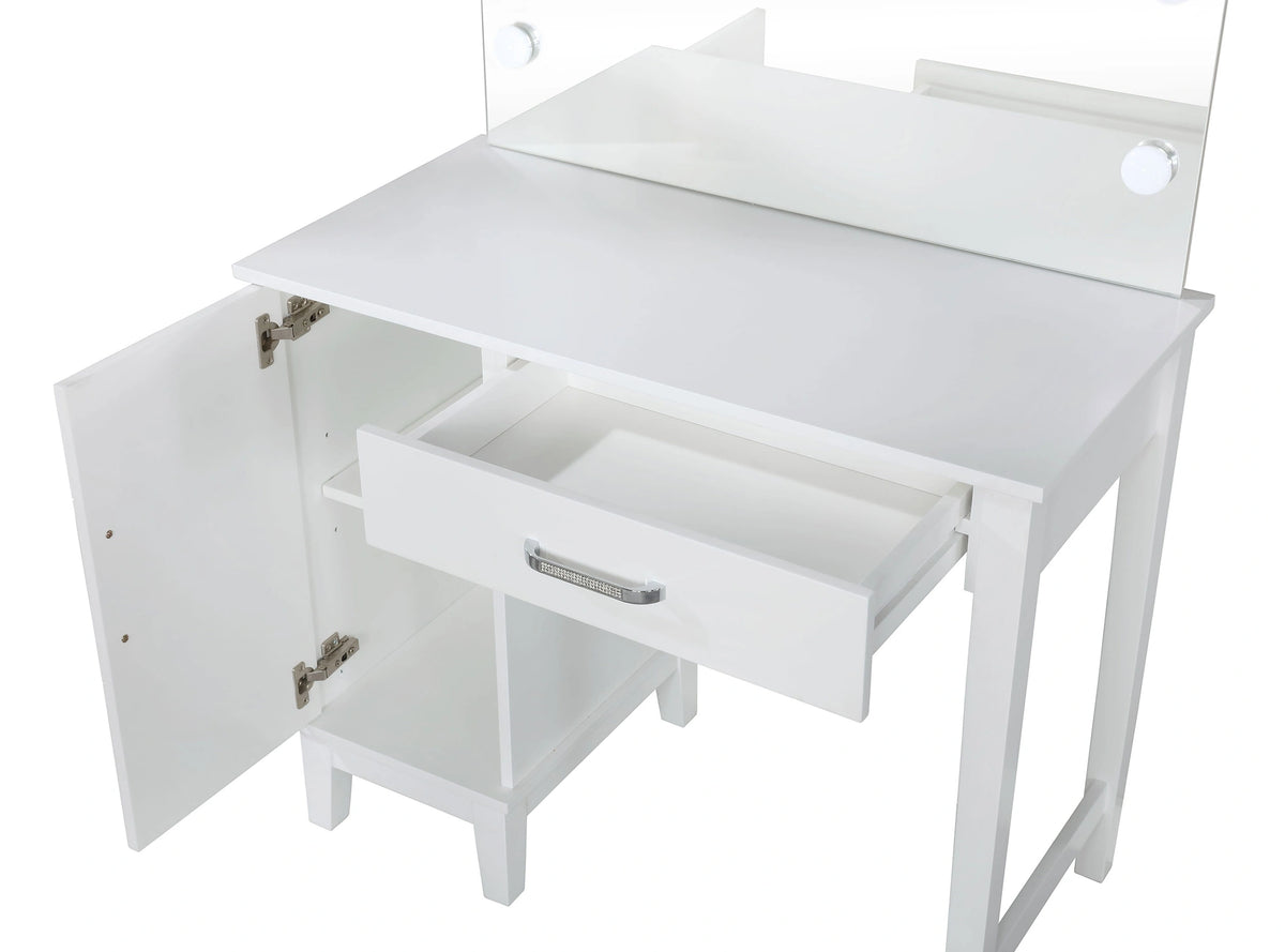 Elijah Makeup Vanity Table with LED Mirror and Stool Set