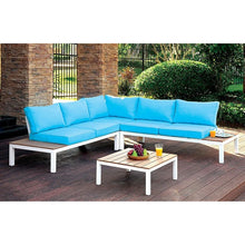 Cargar imagen en el visor de la galería, WINONA White/Oak/Blue Patio Sectional w/ Table