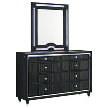Cargar imagen en el visor de la galería, Ravenne Velvet Upholstered LED Dresser and Mirror