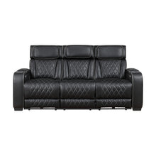 Load image into Gallery viewer, Fairway-Power Double Reclining Sofa with Center Drop-Down Cup Holders, Power Headrests, Storage Arms(Top and Side), Cup holders and Reading Lights, Two Wireless Chargers, Charging Ports and LED Lighting image
