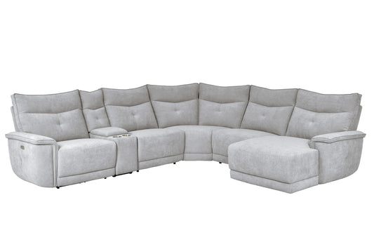Tesoro-(6)6-Piece Modular Power Reclining Sectional with Power Headrests, Right Chaise and USB Port image