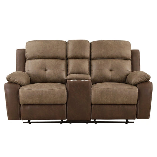 8599BR-2 - Double Glider Reclining Love Seat with Center Console