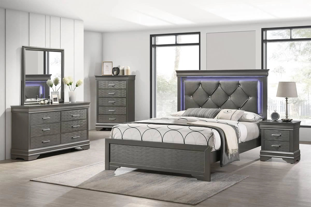 Liihfd Queen Bed in Gray / Dark Gray