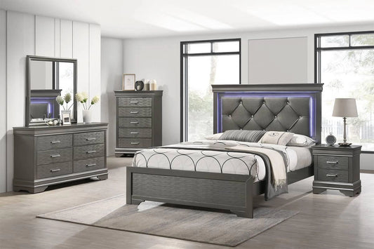 Liihfd Queen Bed in Gray / Dark Gray