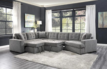 Cargar imagen en el visor de la galería, Logansport Corner Seat with 1 Pillow in Gray 9401GRY-CR
