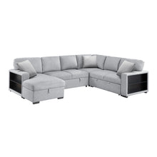 Cargar imagen en el visor de la galería, Pompano-(4)Sectional with Left Chaise, Pull-out Bed, Hidden Storages and Shelves, Charging Ports image
