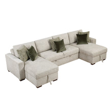 Load image into Gallery viewer, Isla-(4)3-Piece Sectional with Reversible Chaises, Pull-out Bed and Hidden Storage, Click Motion Back image